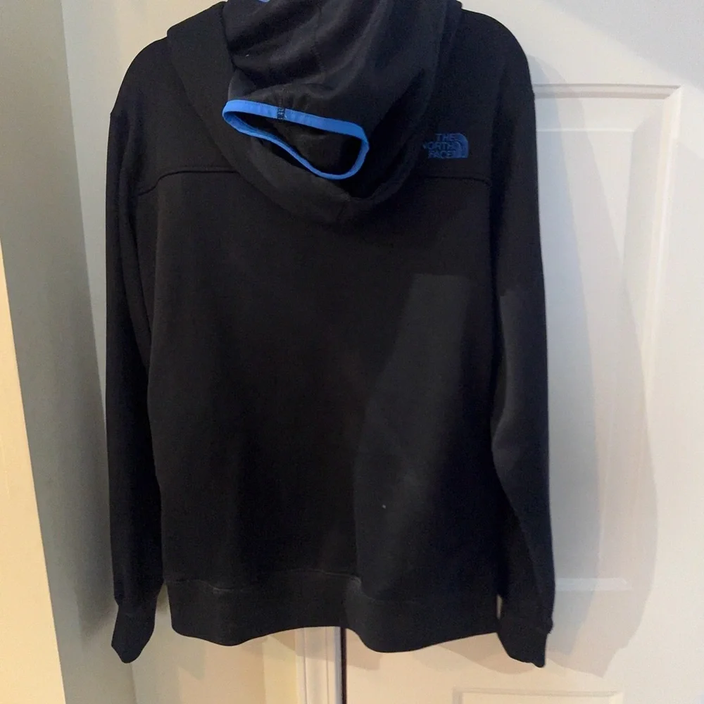The North‎ Face Black Jacket Gopcore with with hood Blue Trim XL